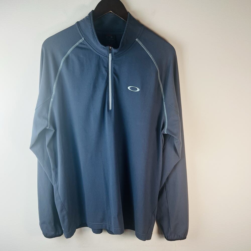 Oakley Golf Pullover Men Large Gray Solid 1/4 Zip Long Sleeve Golfer L
